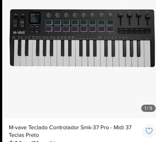 Teclado M-vave controlador Smk-37 Pro - Midi 37