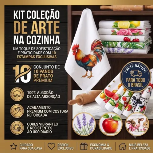 Pano de prato grande bainha 100% Algodão Premium