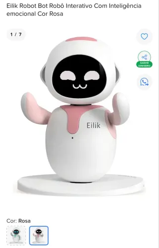 Eilik Robot Bot Robô Interativo Com Inteligência emocional Cor Rosa