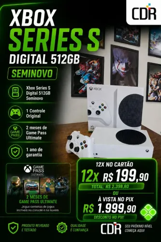 Xbox Series S Digital 512GB Seminovo 60 dias Gamepass e 1 ano de garantia 