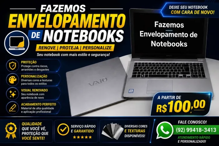 Renove o visual do seu Notebook envelopamento automotivo