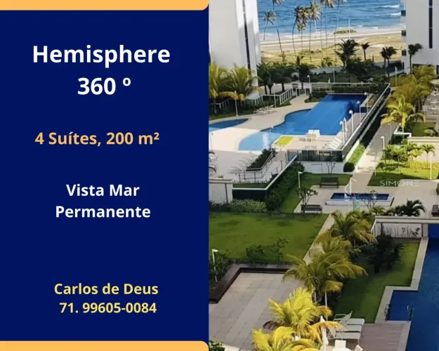 Hemisphere 360º, 4 Suítes, 200 m², varanda Gourmet, Vista Mar Definitiva