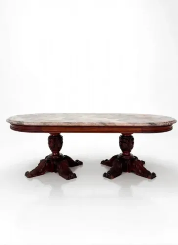 Mesa de centro em mármore e madeira