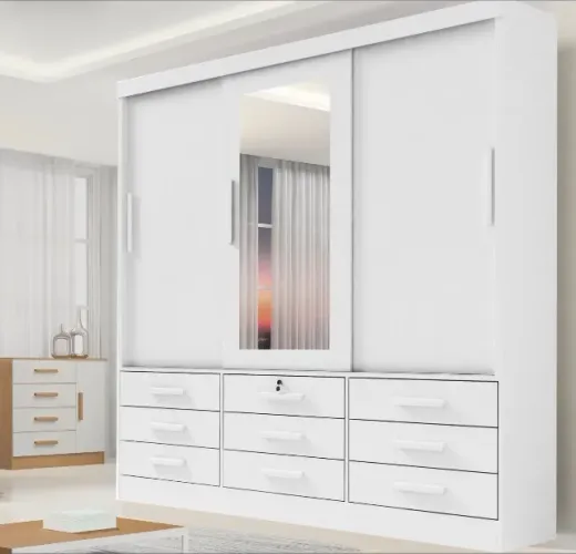 Guarda Roupa Branco Meridian Lux 3 Portas