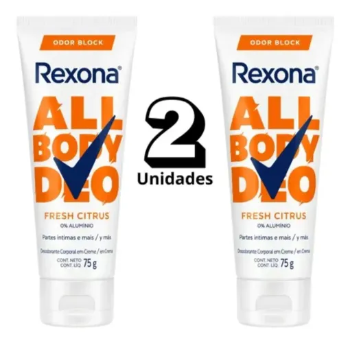 Kit 2 Desodorante creme all body deo fresh citrus Rexona 75g <br>