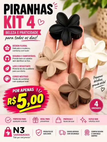 Kit 4 Piranhas de Cabelo
