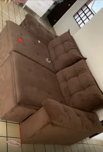 Sofá Retrátil e Reclinável - Suede (veludo) Marrom