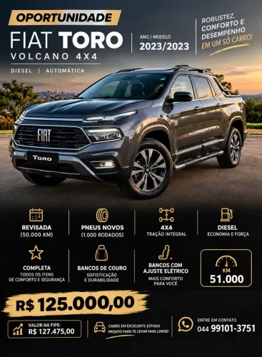 Fiat Toro Volcano 2.0 16V 4X4 TB Diesel Aut. 2023