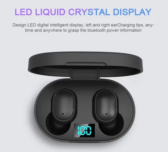 E6S Fones De Ouvido TWS Sem Fio Bluetooth 5.0 Display LED 9D Stero Fone Redução Ruído