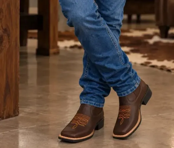 Bota texana couro ecológico rodeio