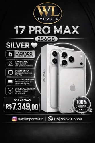 IPHONE 17 PRO MAX 256GB SILVER - NOVO - LACRADO