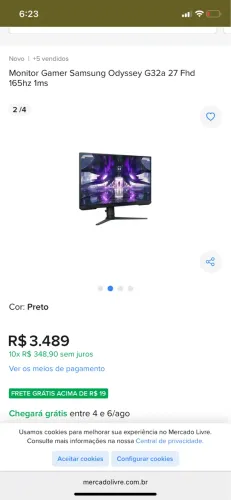 Monitor Samsung g32a 27polegas 165hz