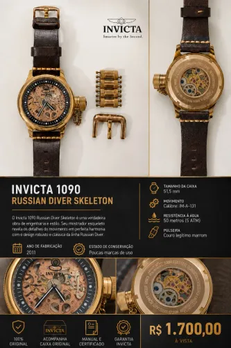 Relógio INVICTA Russian Diver Mechanical Skeleton 1090