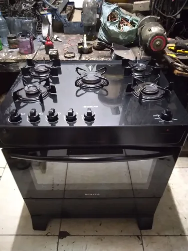 Fogão Atlas 5 bocas automático mesa de vidro muito conservado 3396-8084