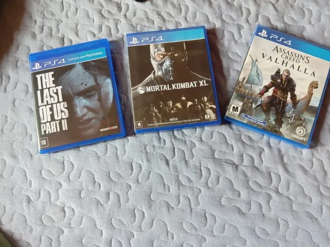 Jogos para ps4, The Last of us 2, mortal kombat XL, Assassin's Creed Valhalla