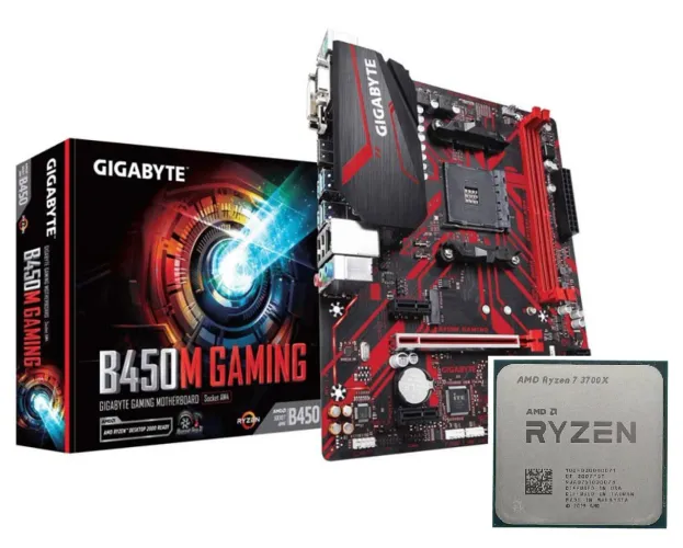 Kit Ryzen 3700x + placa mãe gigabyte b450m funcionando perfeitamente 