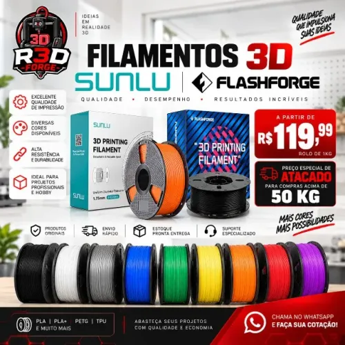 FILAMENTO 3D - SUNLU/FLASHFORGE - R3DFORGE
