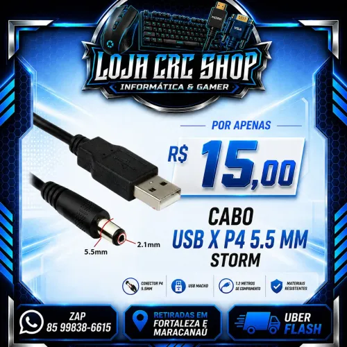 Cabo USB x P4 5.5MM 50Cm Storm