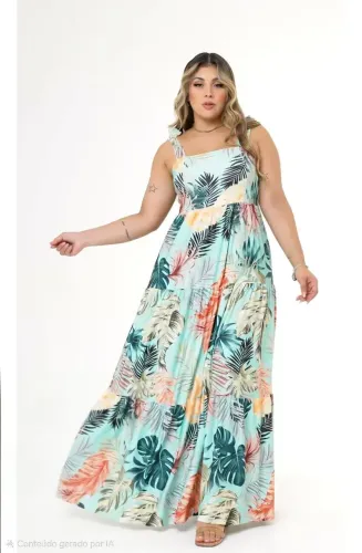 Vestido longo florido plus size:)