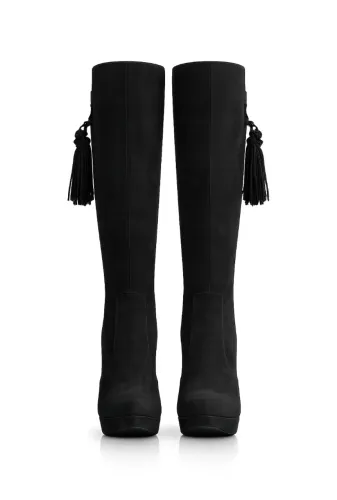 Bota Schutz Over The Knee Nobuck Preta