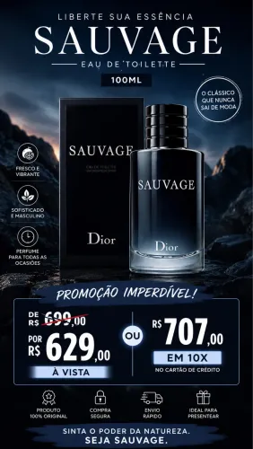 PROMOÇÃO! Sauvage Eau de Toilette 100ml - com Selo Adipec