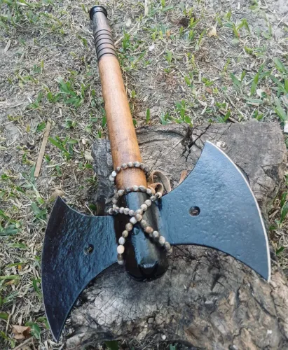 Machado Estilo Orixá 100% Funcional 2 Cabeças Em Aço Carbono