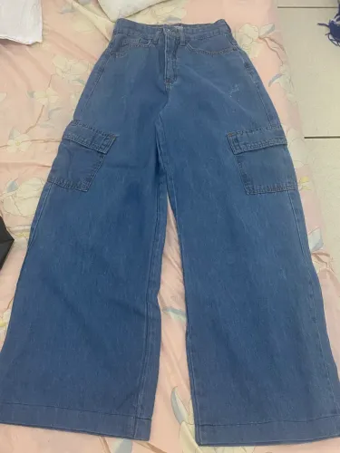 Calça cargo jeans escura