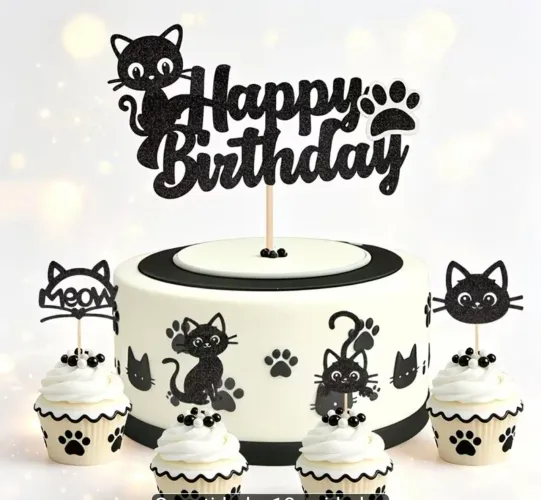 Kit enfeites para aniversário de gato