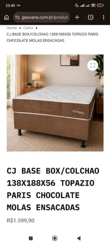 CJ BASE BOX/COLCHAO 138X188X56 TOPAZIO PARIS CHOCOLATE MOLAS ENSACADAS