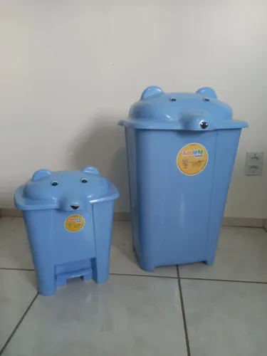 Cesto de roupa + lixeira infantil azul 