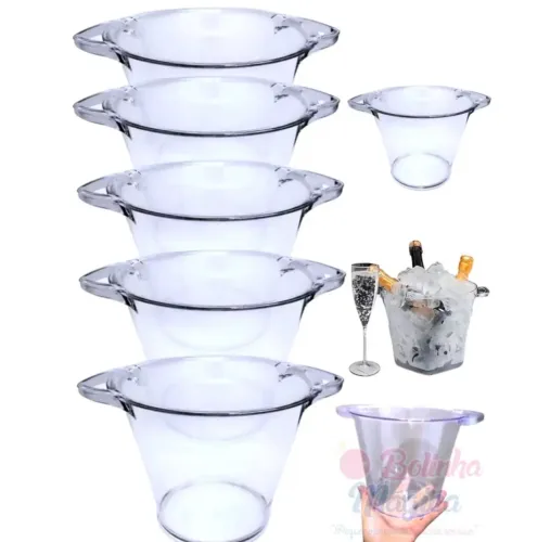 Kit balde de gelo acrílico cristal transparente 4,5l