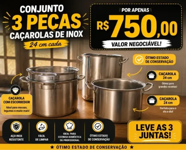 Panelas de Inox para Cozinha Profissional ou Residencial