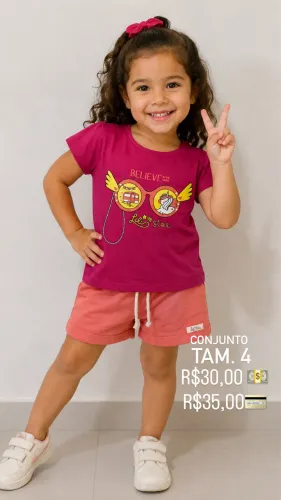 Conjunto short moletim e blusa de algodão