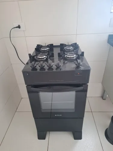 Fogão 4 Bocas Atlas Mônaco Top Glass Preto Bivolt