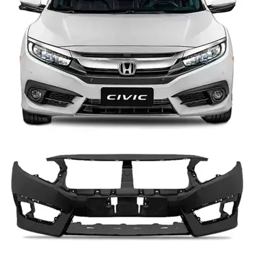 Parachoque Honda Civic 2017 à 2019 - Furo Farol Auxiliar - Preto Liso - TYG