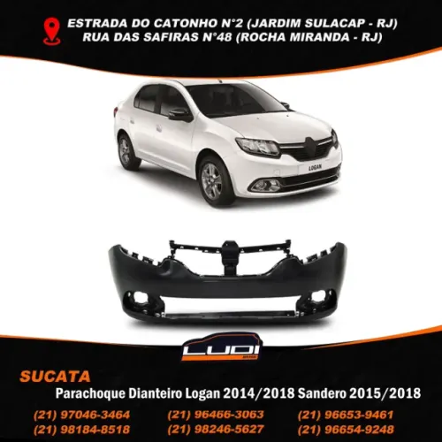 Parachoque Dianteiro Logan 2014/2018 Sandero 2015/2018 Com Furo Milha