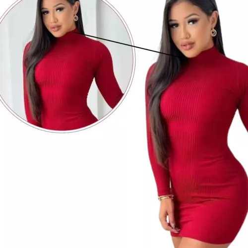 Vestido básico manga longa vermelho,preto, nude, onça ,rosa Tam único