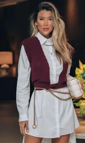 colete karen de laço tricot vinho