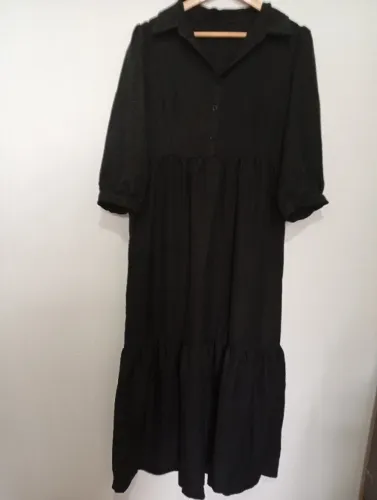 vestido longo de manga 3/4  