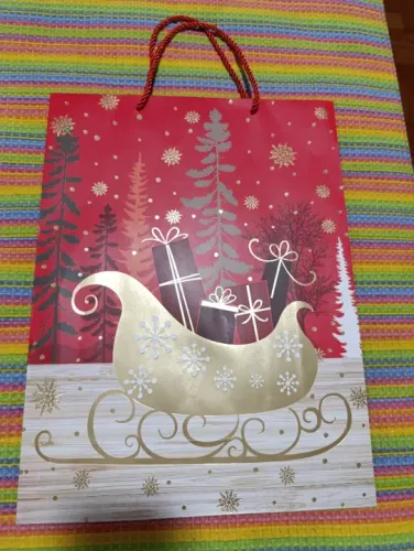 Sacola de papel Noite de Natal  com alça