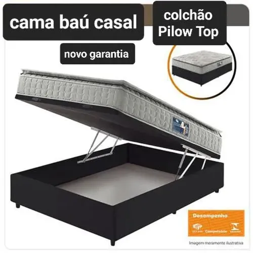 Promoção cama casal com Baú Pillow Top - Novo garantia 