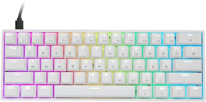 Teclado Mecânico Skyloong SK-61 RGB (Branco) - Gateron Óptico Red