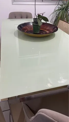 Mesa de vidro Jateado
