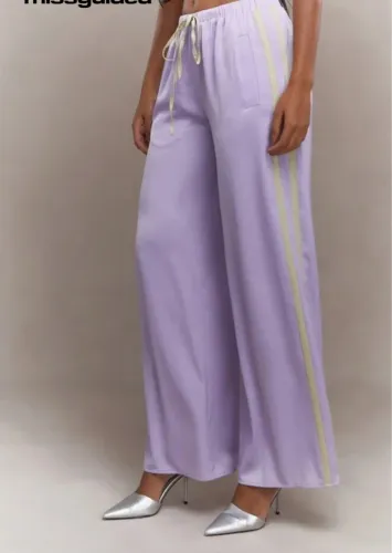 Calça Lilás com Faixas Laterais - Missguided