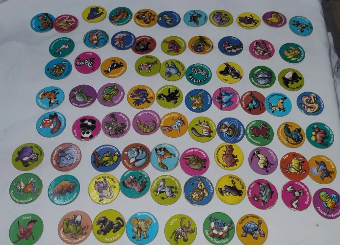 Lote Com 77 Tazos Zap Ping Pong Animais Em Extinção