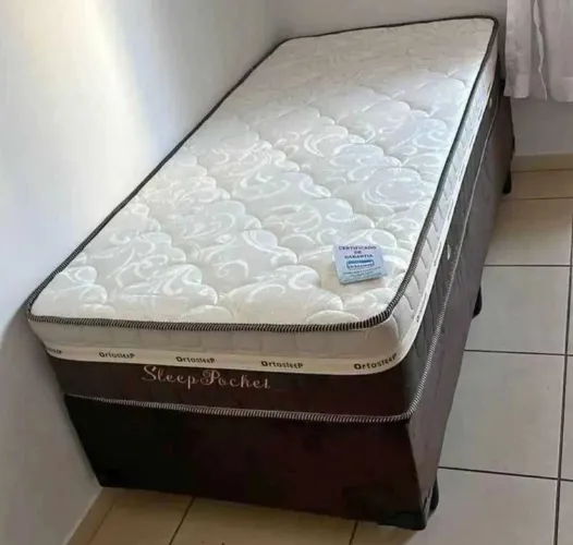 Cama solteiro box e colchão molas ensacadas