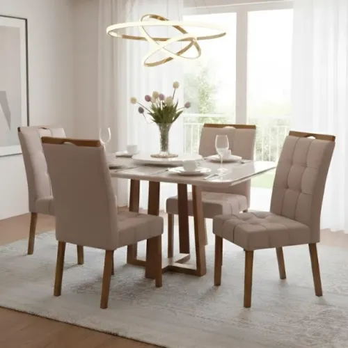 Mesa de Jantar Pedro 1,20 com 4 Cadeiras - ART ASSENTOS