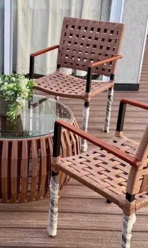 Poltrona cadeira alumínio tricô nautico aparador área gourmet 