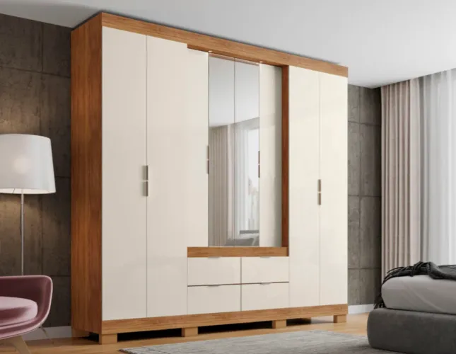 Guarda roupa casal mdf com 4 gavetas / NOVO 