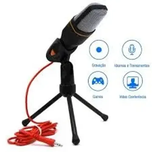 Microfone Condensador para Gravação Com Tripé para Notebook e Pc
